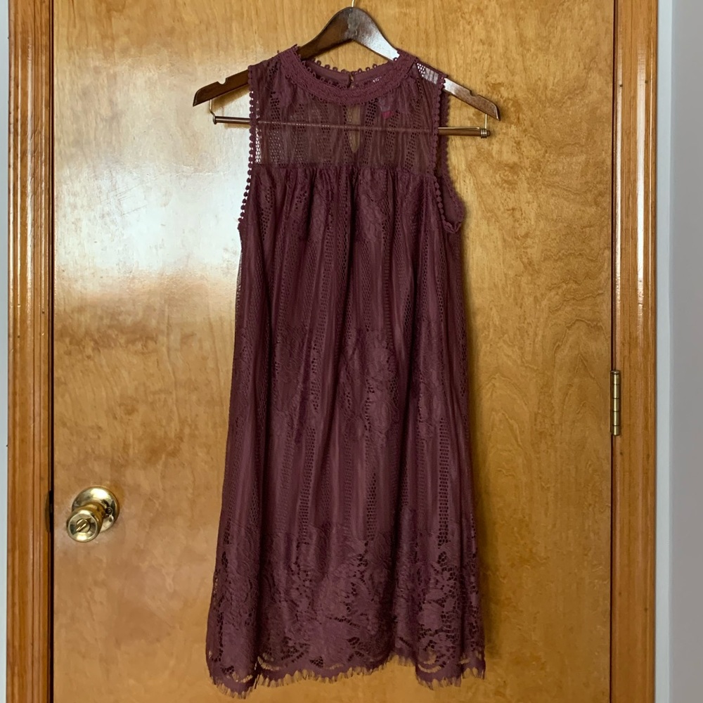Wine Colored Lace Dress by No Boundaries